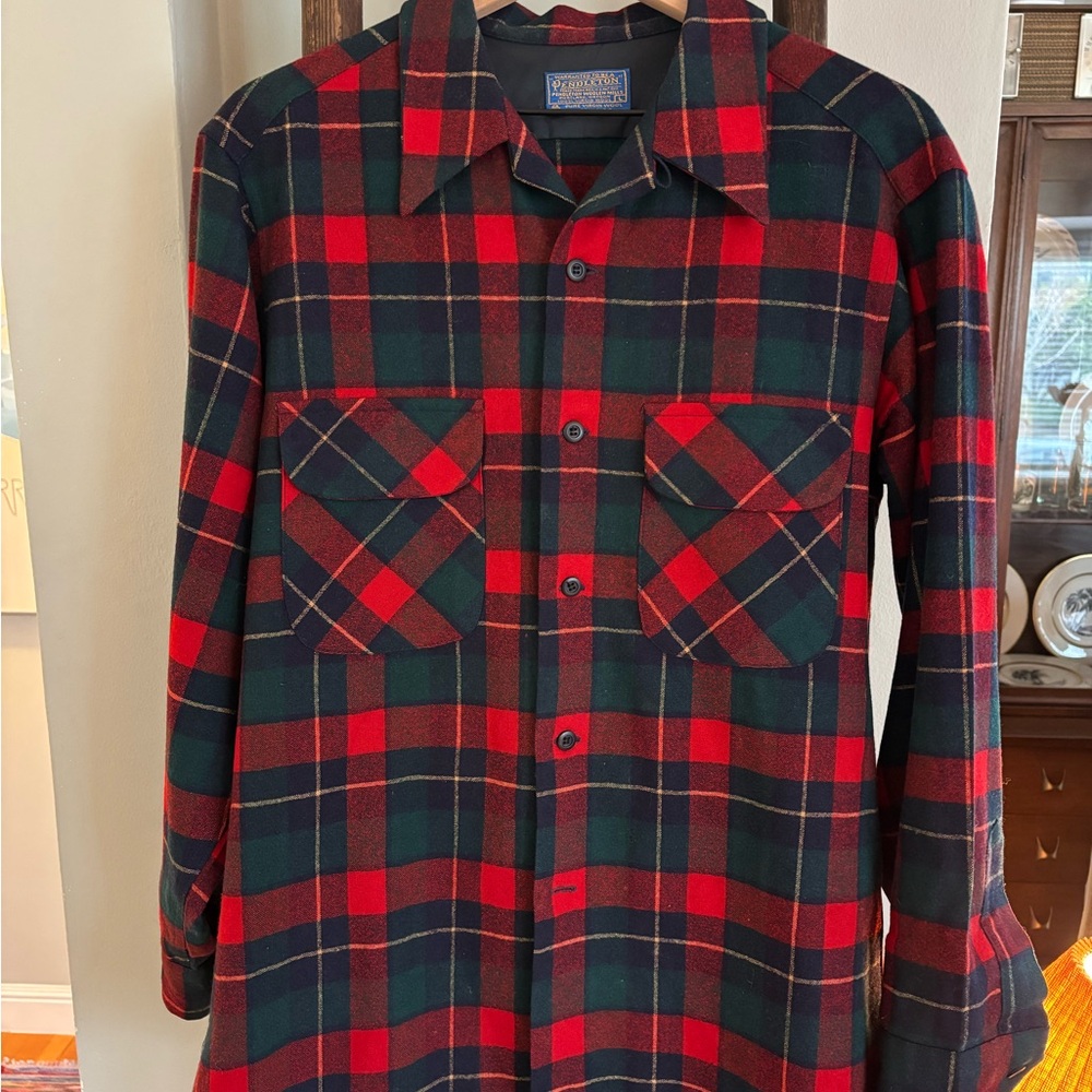 Vintage ‘60s Pendleton Wool Plaid Men’s Shirt